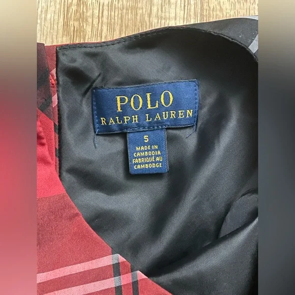 Polo by Ralph Lauren Red and Black Plaid Kids Dress - Picture 2 of 5